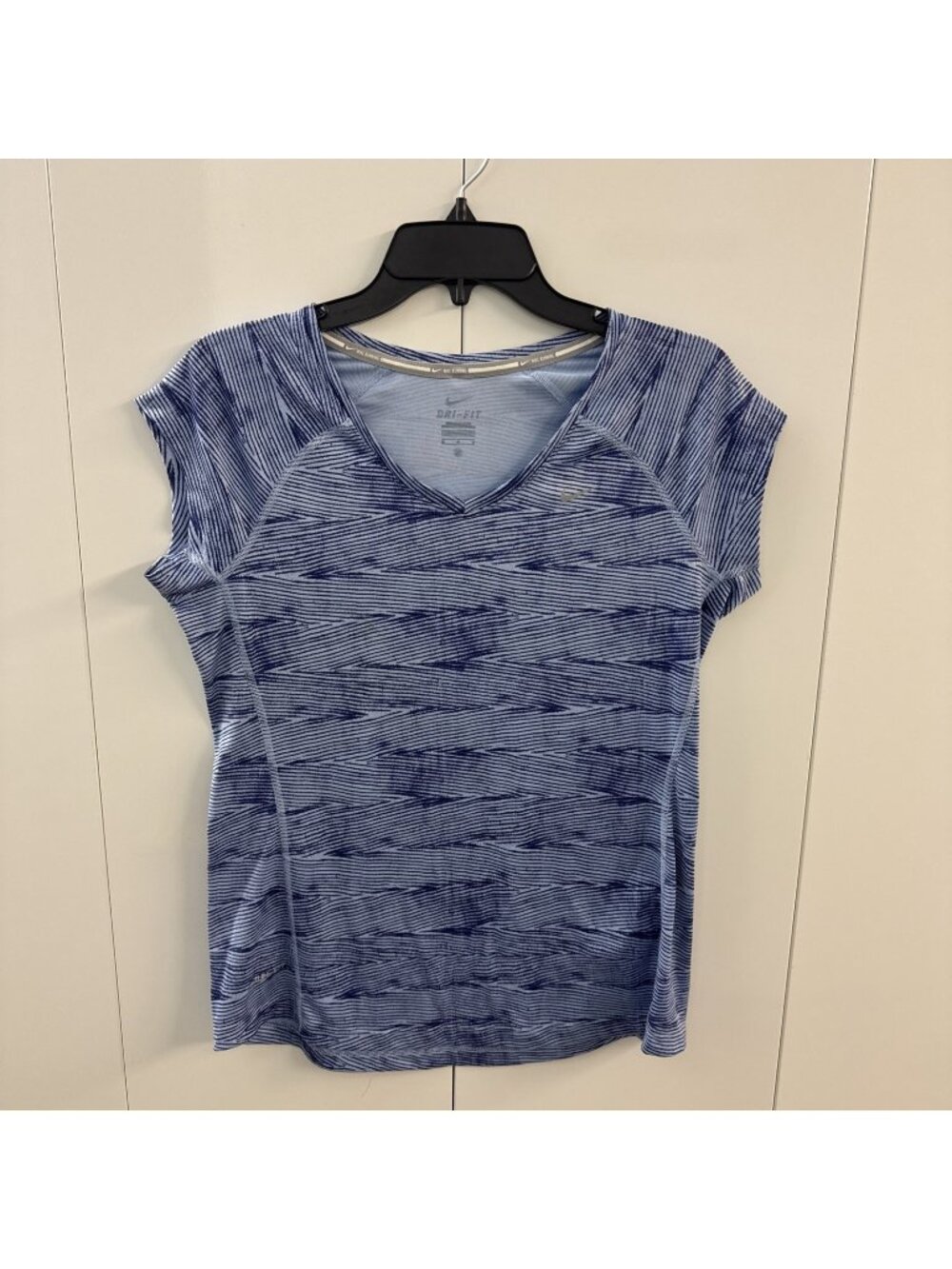 Nike Millar M Dri-fit Running Blue Striped Short Sleeve T‎ Shirt